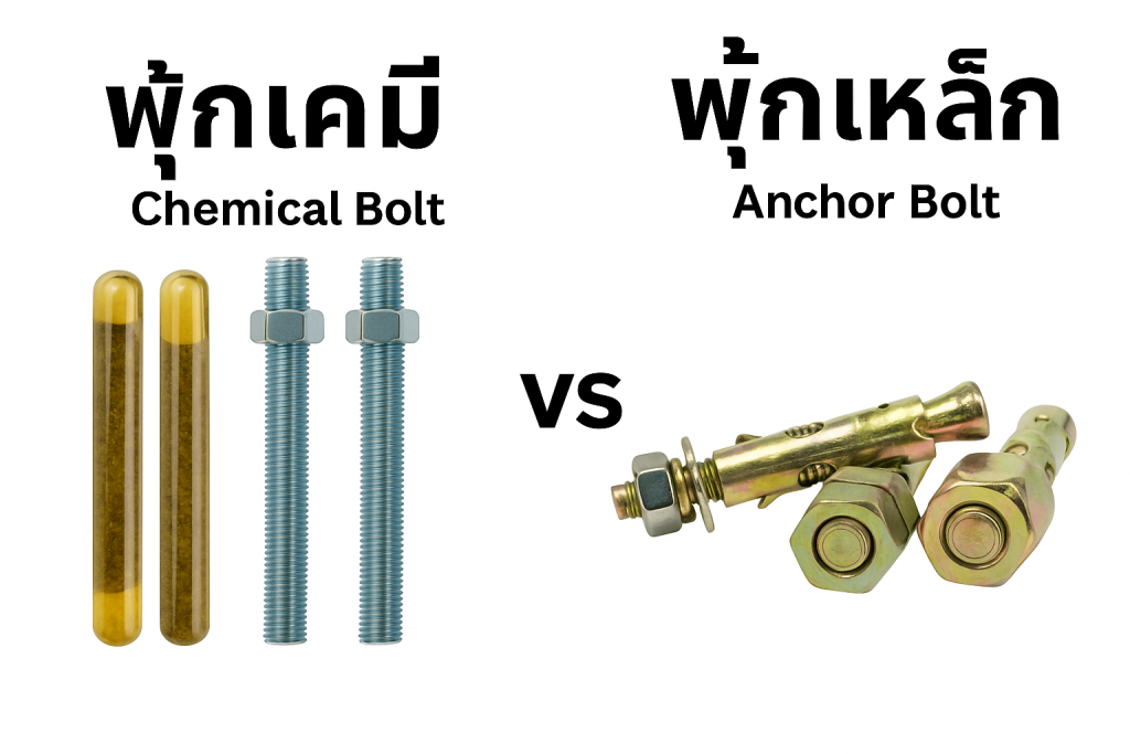 เปรียบเทียบพุ้กเคมีกับพุ้กเหล็ก เลือกใช้งานให้เหมาะกับงานก่อสร้าง
